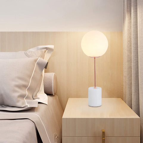 White Glass Globe Marble Base Table Lamp