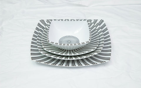 24Pcs Zebra-design Melamine Dinner Set