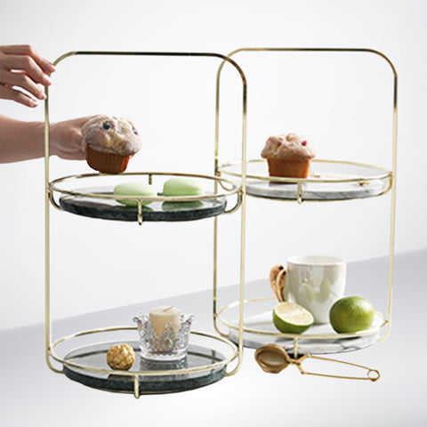 2 Tier Natural Marble Serving Tray