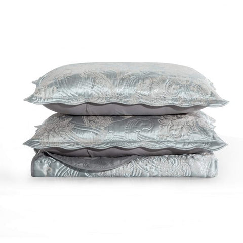 Silver Green Jacquard Bedspread Set