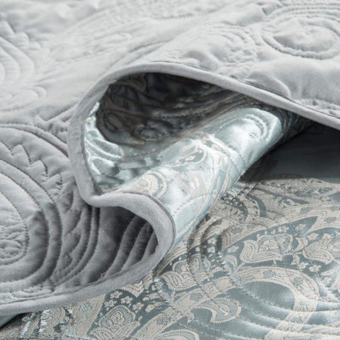 Silver Green Jacquard Bedspread Set