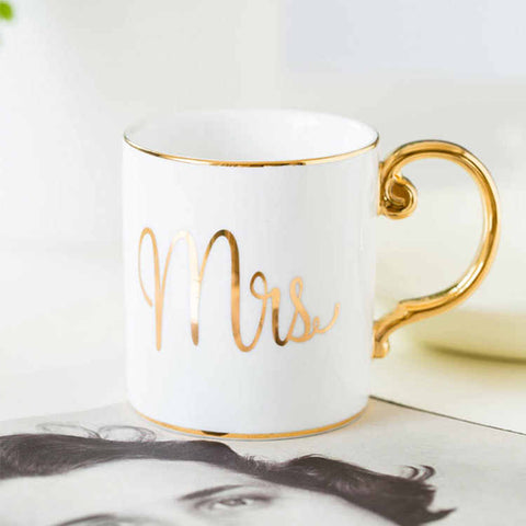 Mr And Mrs Paired Gold Mugs