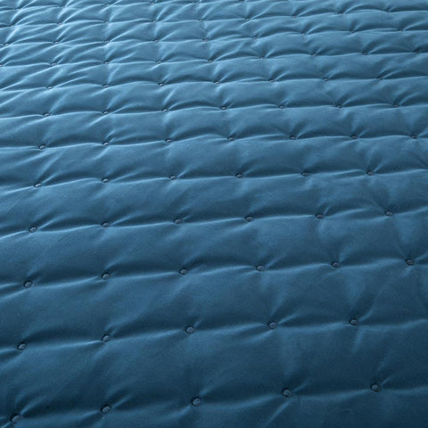 Crushed Velvet Navy Blue Bedspread Set