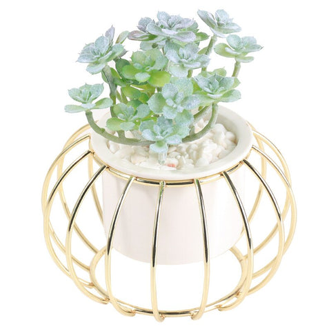 White Oval Ceramic Flower Pot With Stand