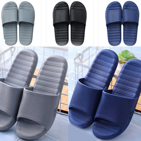 Male-Plain Small Square Design Strap Slippers