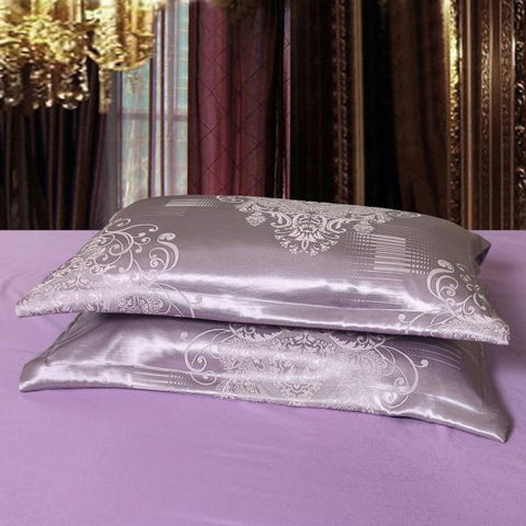 4 Pcs Satin jacquard Tom Glamour Home Bedspread-Purple