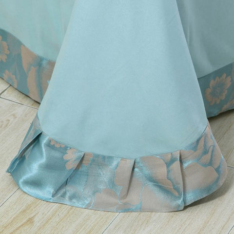 4 Pcs Satin jacquard Tom Glamour Home Bedspread -Teal