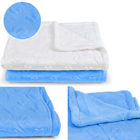 Blue Soft Heart Design Baby Blanket