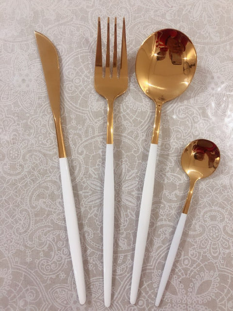 4Pcs Stainless Steel White Cutlery Set