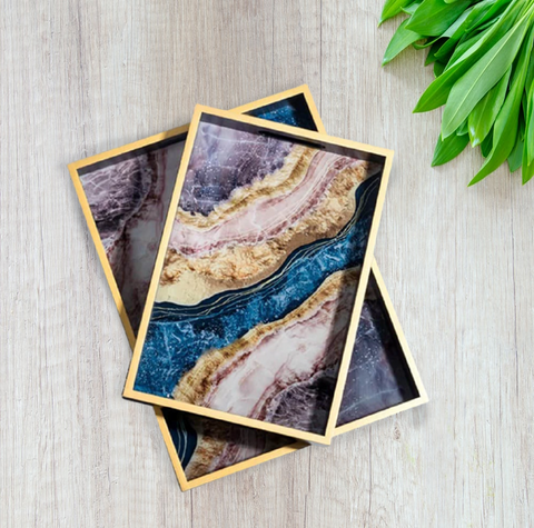 Abstract Art Rectangle Trays (Pair)