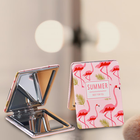 Flamingo Design Folding Portable Pocket Mirror