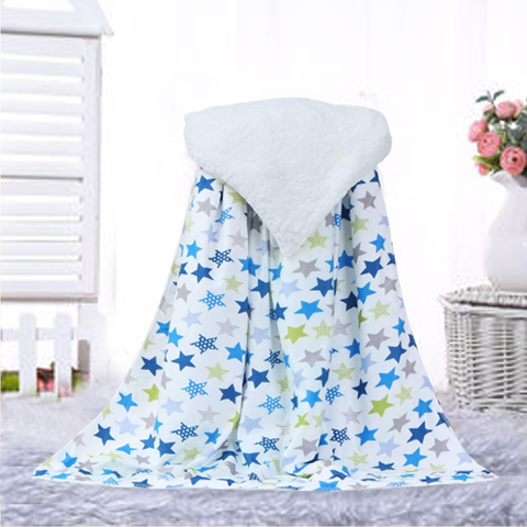 Multi Color Star Theme Sherpa Baby Blanket