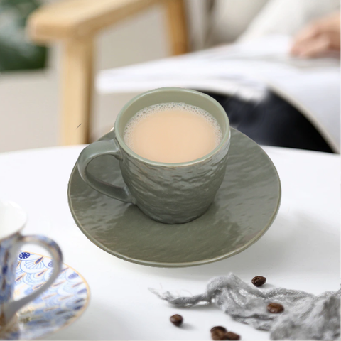 12Pcs Dark Green Stone Lan Assorted Cup Set