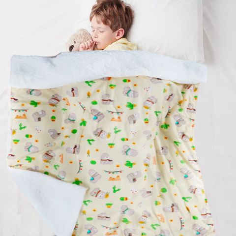 Multi Cartoon Sherpa Baby Blanket