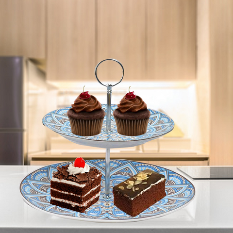 2 Tier Classic Blue Dessert Tray