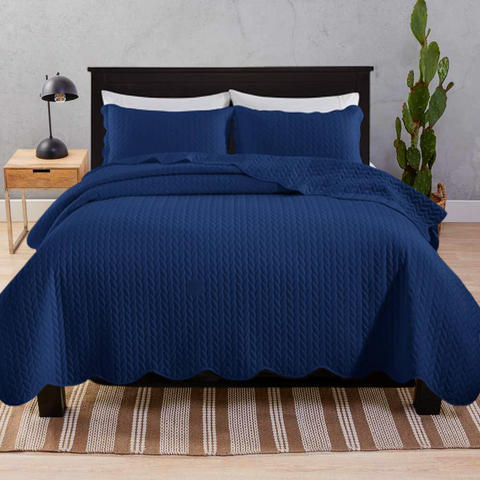 Navy Blue Superior Quality Bedspread Set