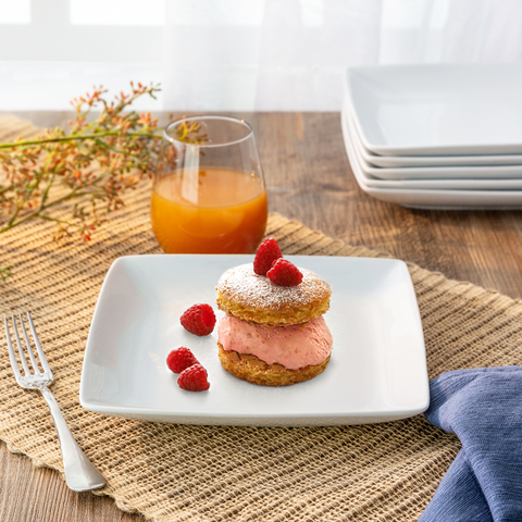 16Pcs Square White Breakfast Set