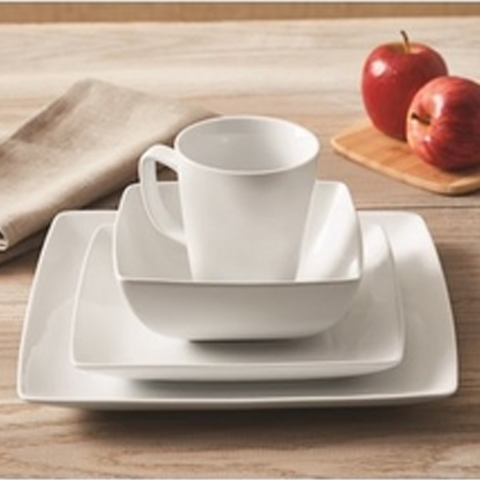 16Pcs Square White Breakfast Set
