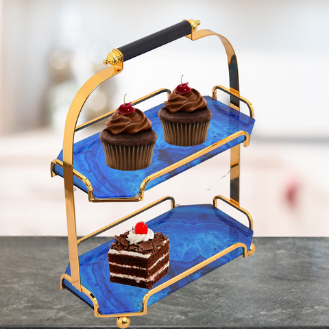 2 Tier Nordic Blue Serving Tray