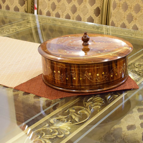 Wooden Hot Pot Brass Work