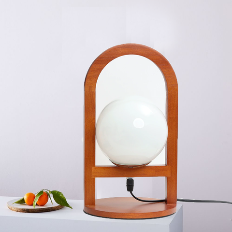 Globe Style Table Lamp Traditional Wood Base