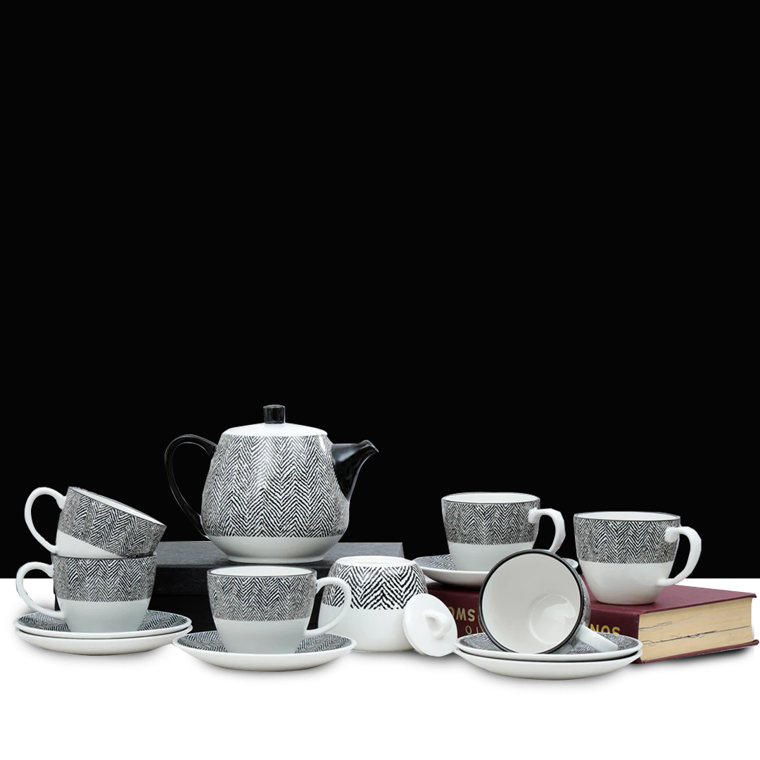Non Pattern Tea Sets 16Pcs Assorted Monochrome Versatile Tea Set – Izanstore