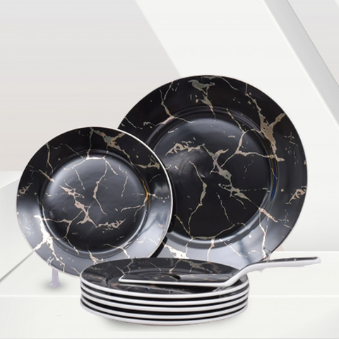 8Pcs Black Marble Cake Set
