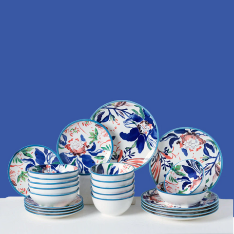 24Pcs Multi-colored Ceramic Dinner Set
