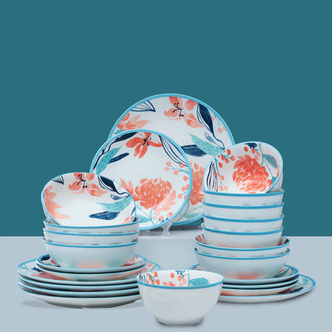 24Pcs Multi-colored Ceramic Dinner Set