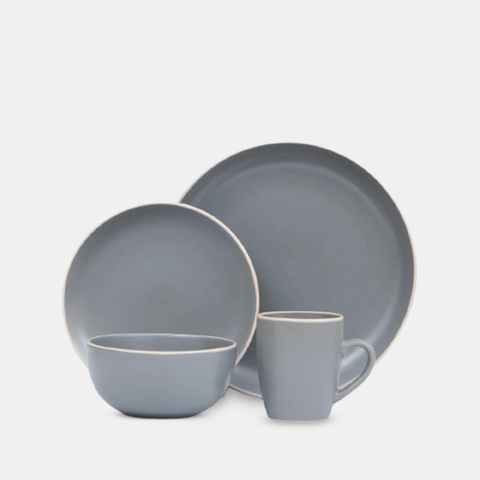 16Pcs Solid Grey Breakfast Serving Set