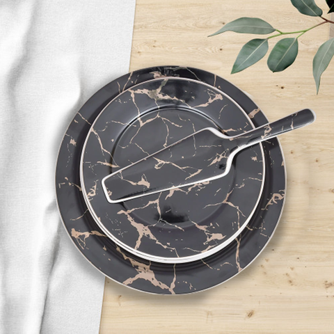 8Pcs Black Marble Cake Set