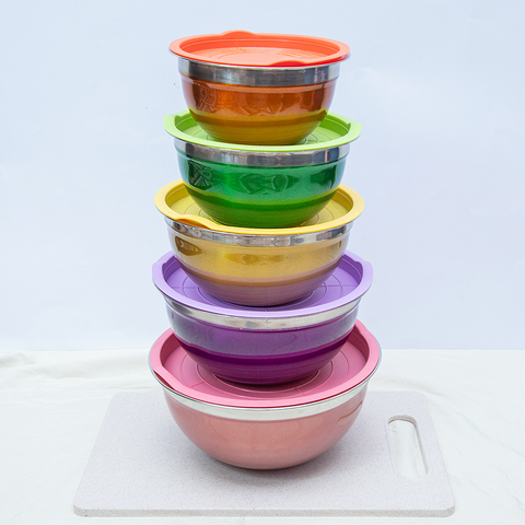 5Pcs Silver Dome Stainless Steel Bowls