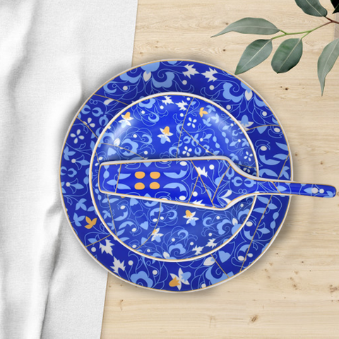 8Pcs Turquise Ceramic Cake Set