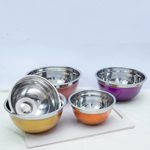 5Pcs Multicolor Stainless Steel Bowls