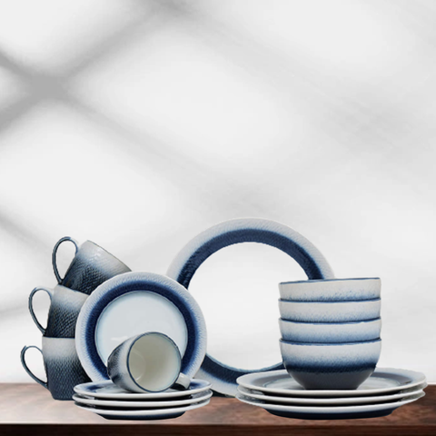 16Pcs Blue Shaded Breakfast Serving Set
