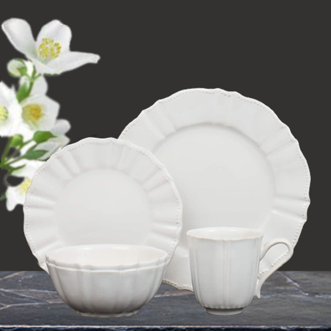 16Pcs White Shell Breakfast Serving Set
