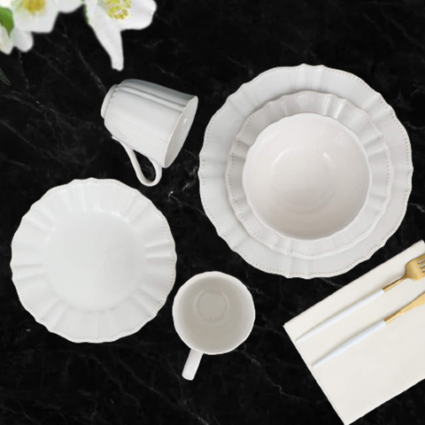 16Pcs White Shell Breakfast Serving Set
