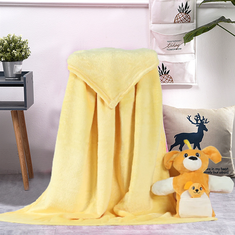 Serene Baby Blanket Canary Yellow With Glove Puppet