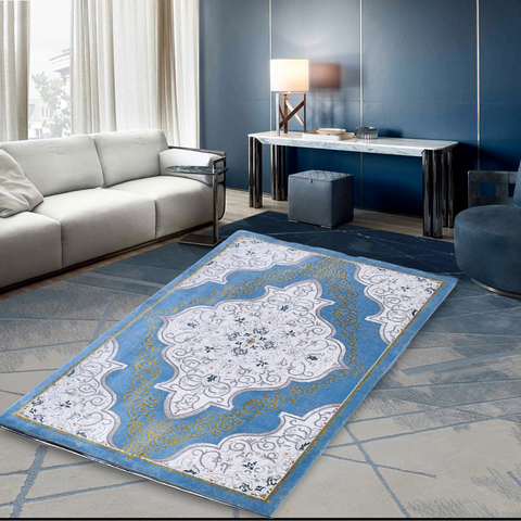 Egyptian Blue Thick And Cozy Floor Rug