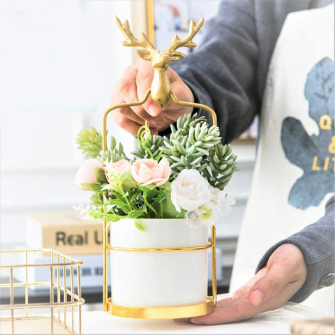 Antler Ceramic Planter Pot Deer