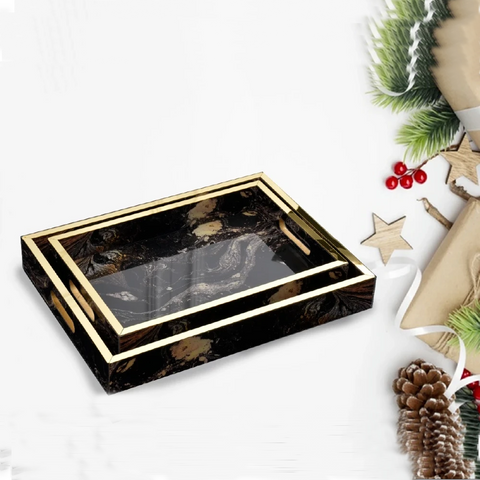 Pair of Abstract Design Trays
