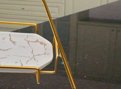 Serving Tray- 2 Tier White Marble Pattern Dessert