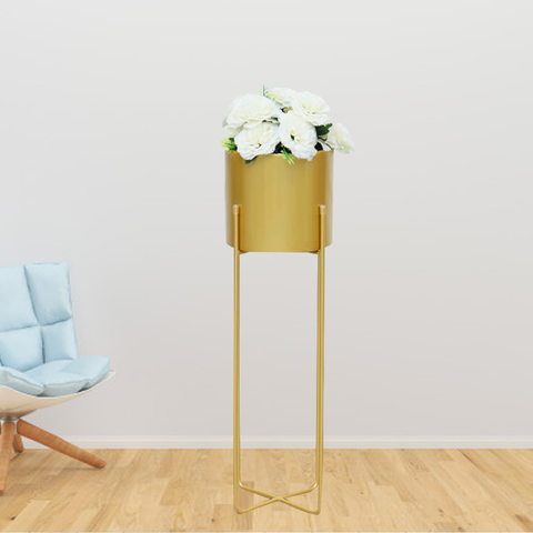 Gold Planter Flower Pot With Gold Stand