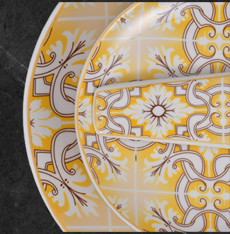 8Pcs Yellow Floral Ceramic Cake Set