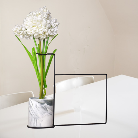 Black Photo Frame With Marble Pattern Flower Pot