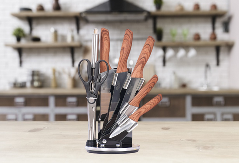 8 Pieces- Stainless steel Knife Set With Wooden Handle & Acrylic Holder