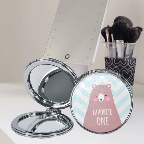 Cute Animal Design Folding Round Portable Pocket Mirror