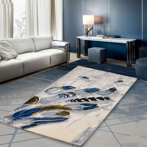 Blue Feather Thick And Cozy Floor Rug