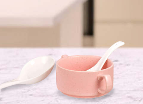 15Pcs Elegant Pink Ceramic Soup Set