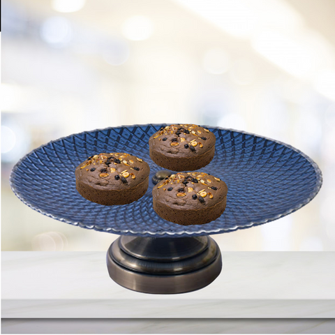 Denim Metallic Stand Serving Tray